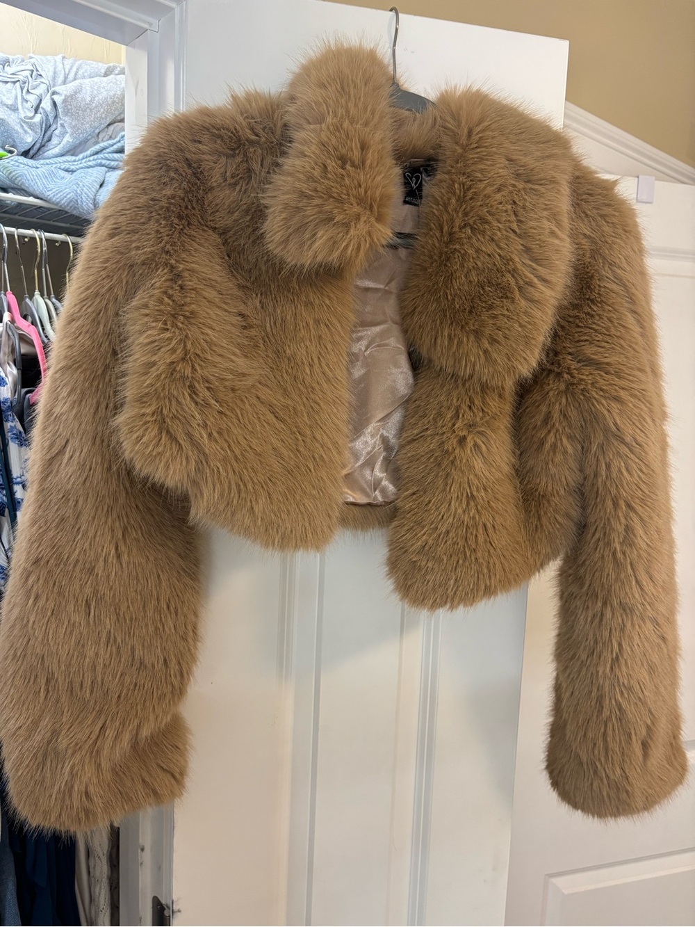 Faux Fur Cropped Jacket NWT - Taupe Brown